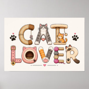 Kat Liefhebber Woord Kunst Poster