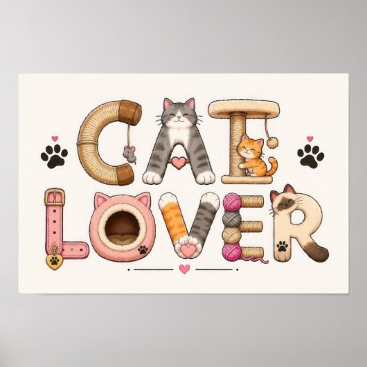 Kat Liefhebber Woord Kunst Poster (Voorkant)