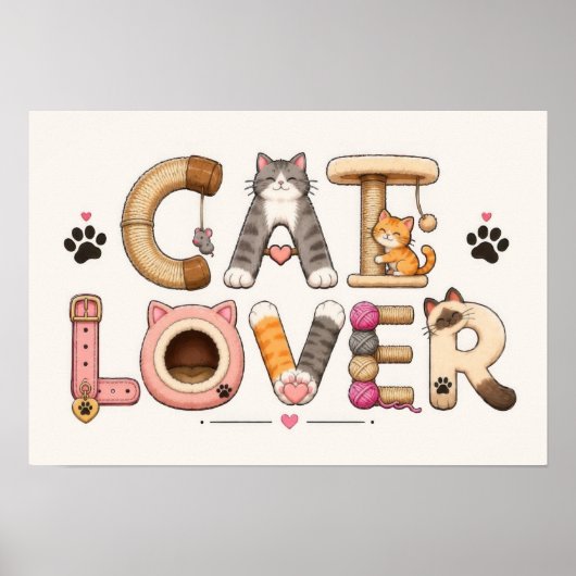 Kat Liefhebber Woord Kunst Poster (Voorkant)