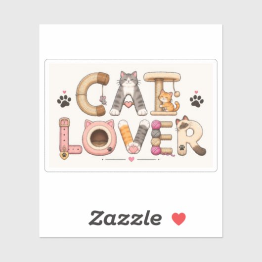 Kat Liefhebber Woord Kunst Sticker (Vel)