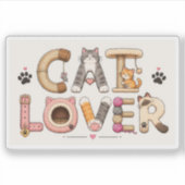 Kat Liefhebber Woord Kunst Sticker (Voorkant)