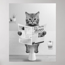 Kat Liefhebbers Badkamer Muur Kunst, Zwart en Wit 
