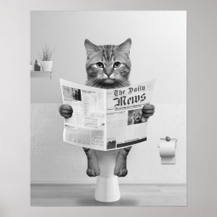 Kat Liefhebbers Badkamer Muur Kunst, Zwart en Wit Poster