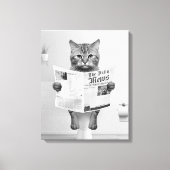 Kat Liefhebbers Badkamer Wall Art, Zwart-wit Kat Canvas Afdruk (Voorkant)