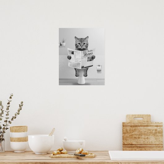 Kat Liefhebbers Badkamer Wall Art, Zwart-wit Kat Poster (Keuken)