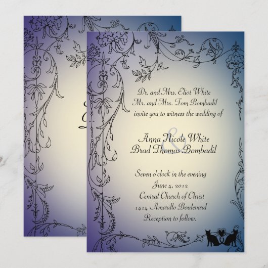 Kat Liefhebbers Bruiloft Uitnodiging (Voorkant / Achterkant)