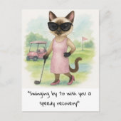 Kat liefhebbers golfers spoedig herstel beterschap briefkaart (Voorkant)
