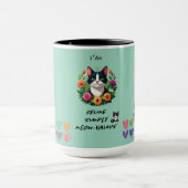 Kat liefhebbers harten en bloemen  mok (Midden)