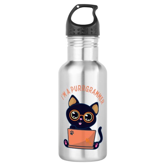 Kat Liefhebbers Ik ben een purrgrammer programmeur Waterfles (Voorkant)