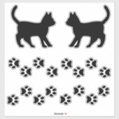 Kat Liefhebbers Kat Silhouetten & Poot Print Decal Sticker (Vel)