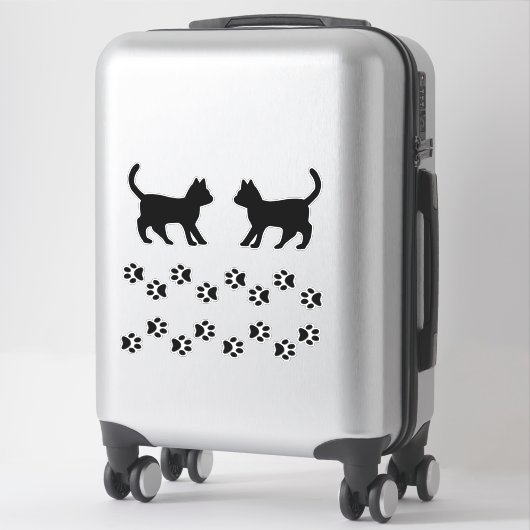 Kat Liefhebbers Kat Silhouetten & Poot Print Decal Sticker (Koffer)
