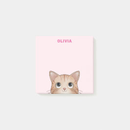 Kat liefhebbers zoete kitten kijkt naar je naam post-it® notes
