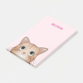 Kat liefhebbers zoete kitten kijkt naar je naam post-it® notes (Schuin)
