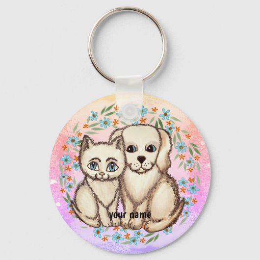 Kat Liefheeft Hond Sleutelhanger (Voorkant)