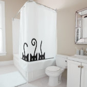 Kat lijn tekening. Drie katjes. Wereld Kattendag. Douchegordijn (In situ)