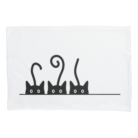 Kat lijn tekening. Drie katjes. Wereld Kattendag. Kussensloop (Voorkant)