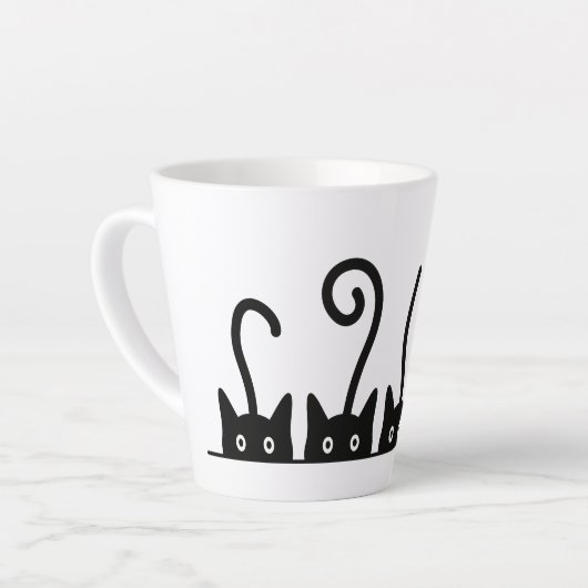 Kat lijn tekening. Drie katjes. Wereld Kattendag. Latte Mok (Linkerhoek)