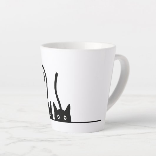 Kat lijn tekening. Drie katjes. Wereld Kattendag. Latte Mok (Rechterhoek)