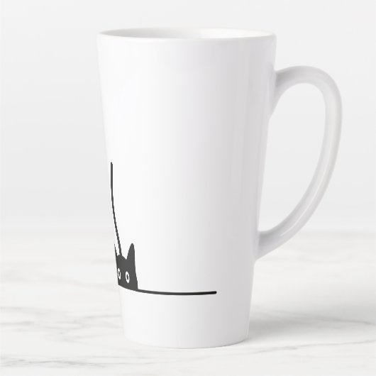 Kat lijn tekening. Drie katjes. Wereld Kattendag. Latte Mok (Rechts)