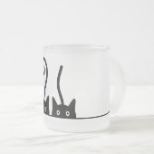 Kat lijn tekening. Drie katjes. Wereld Kattendag. Matglas Koffiemok (Voorkant rechts)