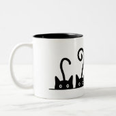 Kat lijn tekening. Drie katjes. Wereld Kattendag. Tweekleurige Koffiemok (Links)