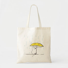 kat lijntekening op een regenachtige dag onder par tote bag