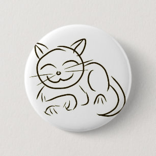 Kat lijntekening ronde button 5,7 cm