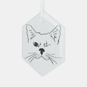 Kat-lijntrekpeldier (Cute Winking Cat Line Drawing Glas Ornament (Voorkant links)