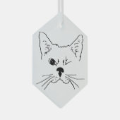 Kat-lijntrekpeldier (Cute Winking Cat Line Drawing Glas Ornament (Voorkant Rechts)