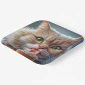 Kat likt een verjaardagscupcake papieren bordje (Gebogen)