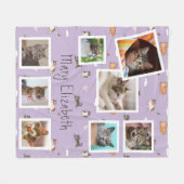 Kat Lila Fotocollage Modern Paars Fleece Deken (Voorkant (Horizontaal))
