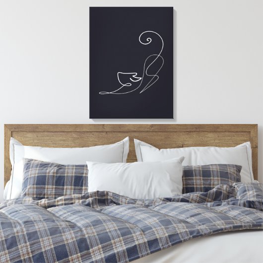 Kat Line Art Poster Canvas Afdruk (Insitu (Slaapkamer))