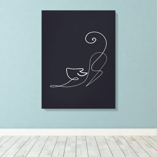 Kat Line Art Poster Canvas Afdruk (Insitu (Houten vloer))