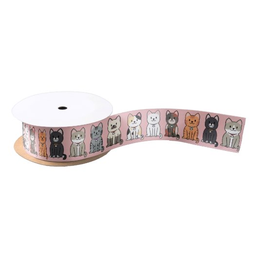 Kat Line Grosgrain Ribbon Satijnen Lint (Spoel)