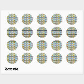Kat line-up kleurrijke katten ronde sticker (Vel)