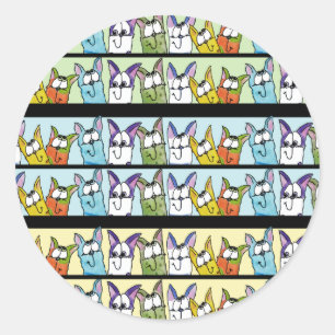 Kat line-up kleurrijke katten ronde sticker