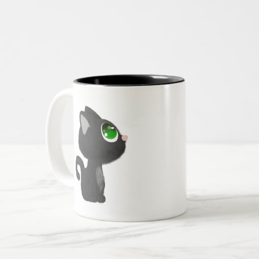 Kat Little Cat Feline Animal Huiddier Kat. Tweekleurige Koffiemok (Voorkant links)