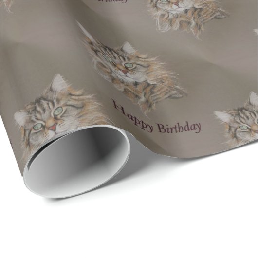 kat, longmantel Happy Birthday Cadeaupapier (Rol Hoek)