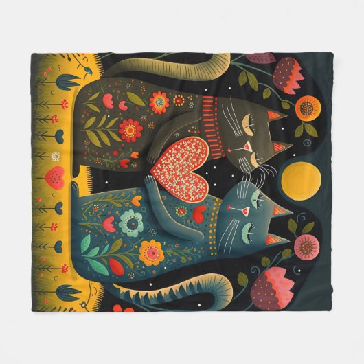 Kat Love Fleece Deken (Voorkant (Horizontaal))