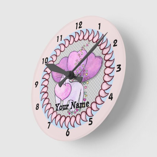Kat Love Heart Clock Ronde Klok (Hoek)