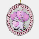 Kat Love Heart Keramisch Ornament (Links)