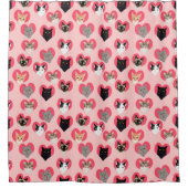 Kat Love Hearts douchegordijn - schattige katten (Voorkant)