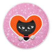 Kat Love Keramische Knop (Voorkant)