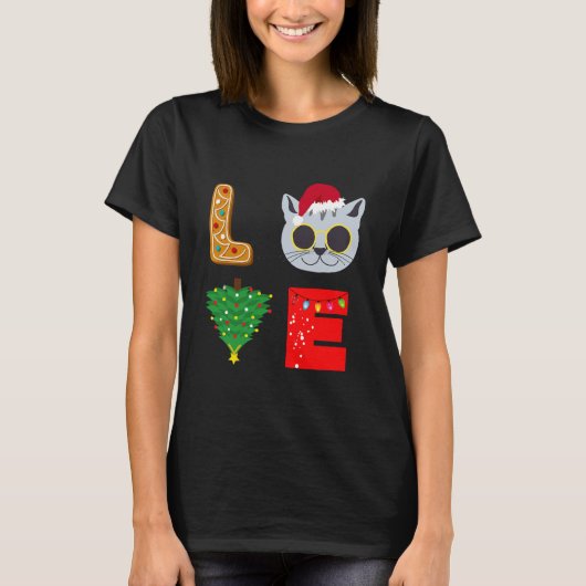 Kat Love Kerstmis Gingerbrood T-shirt (Voorkant)
