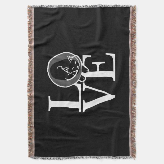 Kat Love on Black Decor Deken (Voorkant Verticaal)