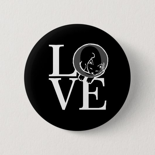 Kat Love on Black Decor Ronde Button 5,7 Cm (Voorkant)