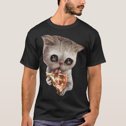kat Love Pizza too T-shirt (Voorkant)