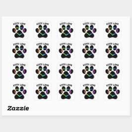 Kat Love Rainbow Heart Vierkante Sticker
