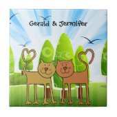 Kat Love trivet/tile sjabloon, klaar om aan te pas Tegeltje (Voorkant)