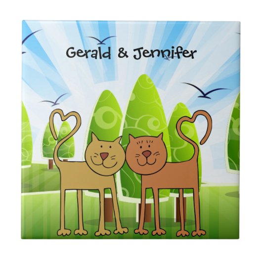 Kat Love trivet/tile sjabloon, klaar om aan te pas Tegeltje (Voorkant)